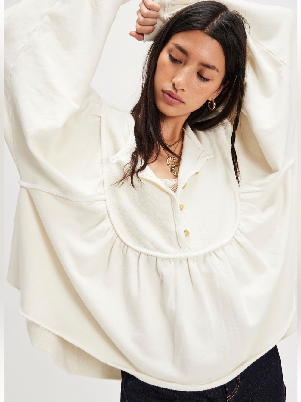 Free People About a Girl Pullover Sweatshirt in Alabastor - Picture 8 of 9
